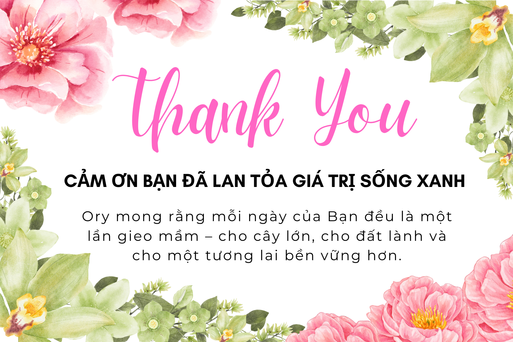 Ory cảm ơn Bạn đã sống xanh đã sử dụng máy tái chế rác hữu cơ Ory