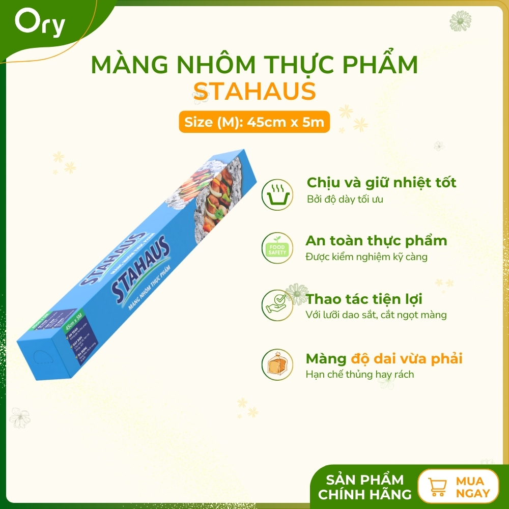 Màng nhôm thực phẩm STAHAUS chịu nhiệt, an toàn 45cm x 5m