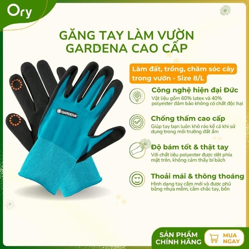 [G200002] Găng tay làm vườn chống nước, hóa chất Gardena cao cấp size 8/L