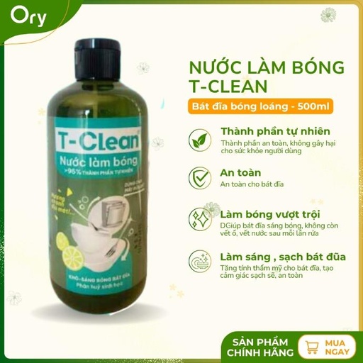 [G700008] Nước Làm Bóng T-Clean hương chanh Eco, Bát Đĩa Sáng Bóng (chai 500ml)