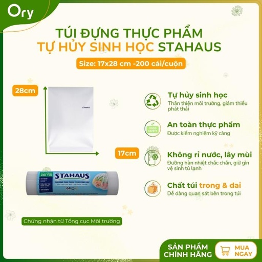 [G600001] Túi đựng thực phẩm THSH STAHAUS 17x28cm (200 túi/cuộn)
