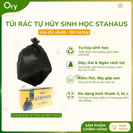 [G400001] Túi Rác THSH STAHAUS 45x55cm (màu đen) (3 cuộn/1kg)
