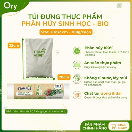 [G600017] Túi đựng thực phẩm BIO Stahaus 20x32 cm (300g/cuộn)