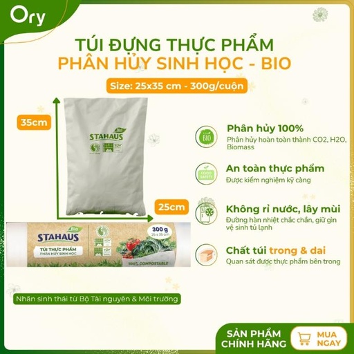 [G600015] Túi đựng thực phẩm BIO Stahaus 25x35 cm (300g/cuộn)