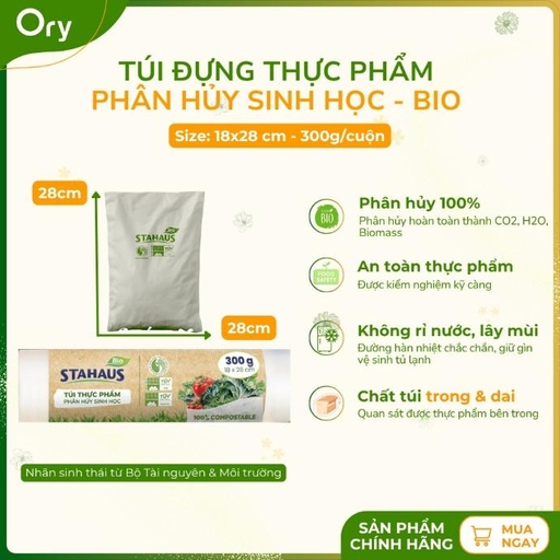 [G600013] Túi đựng thực phẩm BIO Stahaus 18x28 cm (300g/cuộn)