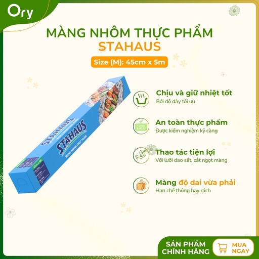 [G600023] Màng nhôm thực phẩm STAHAUS chịu nhiệt, an toàn 45cm x 5m