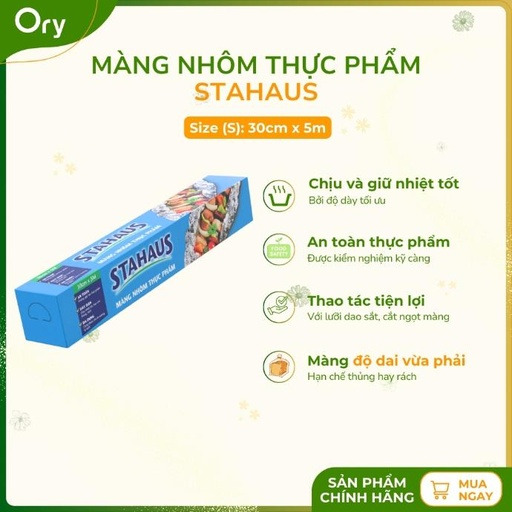 [G600022] Màng nhôm thực phẩm STAHAUS, chịu nhiệt, an toàn 30cm x 5m